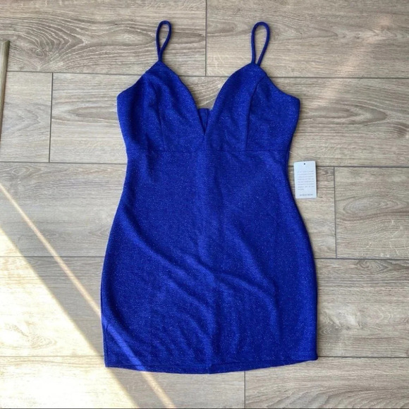 NWT Bailey Blue Sparkle Crepe Bodycon Mini Dress - Picture 6 of 16